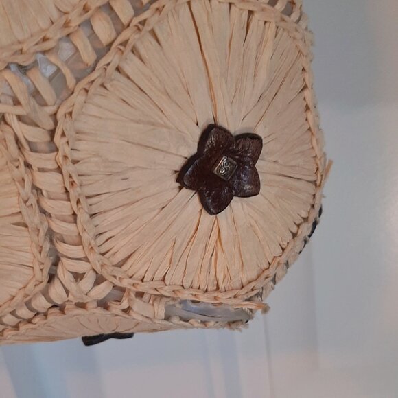 Brighton Woven Raffia & Brown Leather Tote (Flawed) - Picture 4 of 16